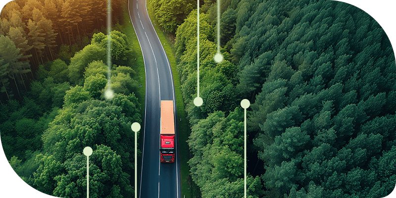 Global Trade Management - truck moving between the trees